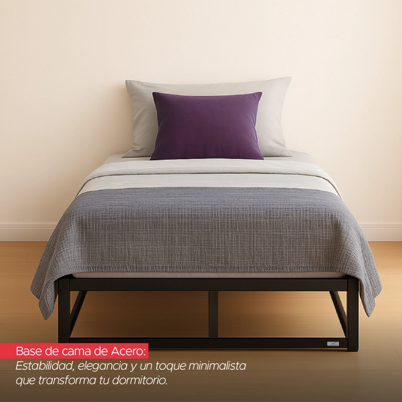 BASE PARA CAMA EUROPEA ACERO Y MADERA 105X190 1,5 P VINCENZI NEGRO - 5