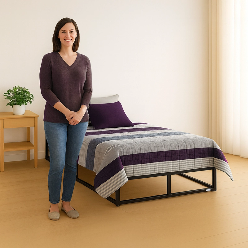 BASE PARA CAMA EUROPEA ACERO Y MADERA 105X190 1,5 P VINCENZI NEGRO - 6