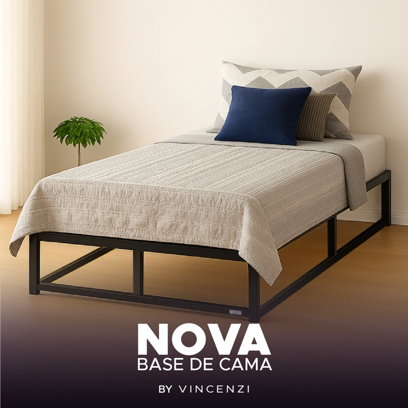 BASE PARA CAMA EUROPEA ACERO Y MADERA 105X190 1,5 P VINCENZI NEGRO - 8