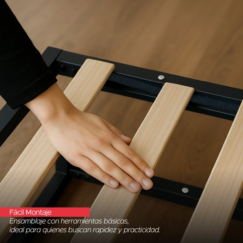 BASE PARA CAMA EUROPEA ACERO Y MADERA 200X200 SUPER KING VINCENZI - 10