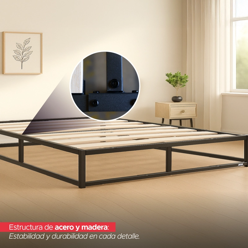BASE PARA CAMA EUROPEA ACERO Y MADERA 200X200 SUPER KING VINCENZI - 4