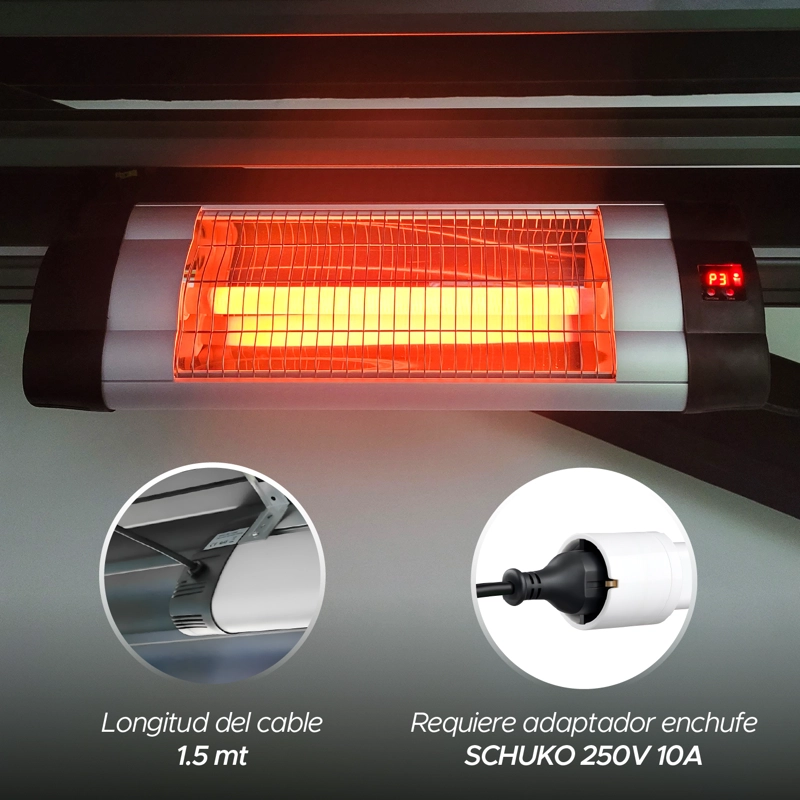 ACCESORIO PE RGOLA - CALEFACTOR DE TERRAZA 1500W VINCENZI NEGRO - 8