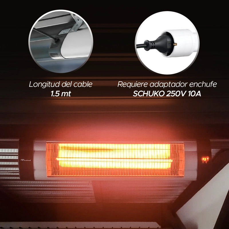 ACCESORIO PE RGOLA - CALEFACTOR DE TERRAZA 2500W VINCENZI NEGRO - 8