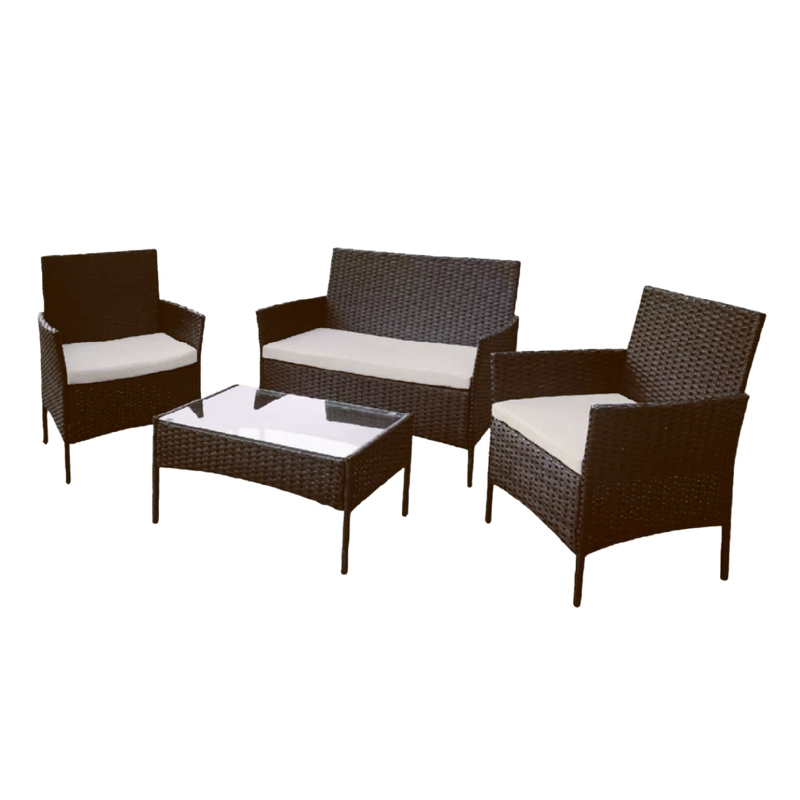 SET JUEGO DE TERRAZA 4PCS MESA SILLAS SILLON RATTAN VINCENZI - 1