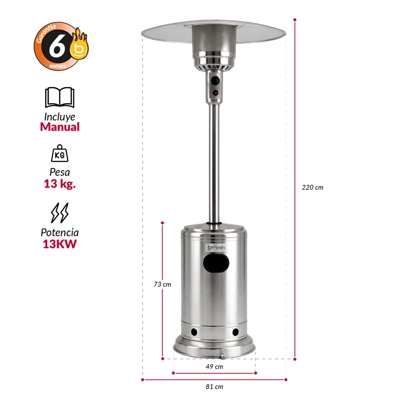 ESTUFA DE PATIO EXTERIOR A GAS 50,000 BTU ANTIVUELCO BFRESH - 2