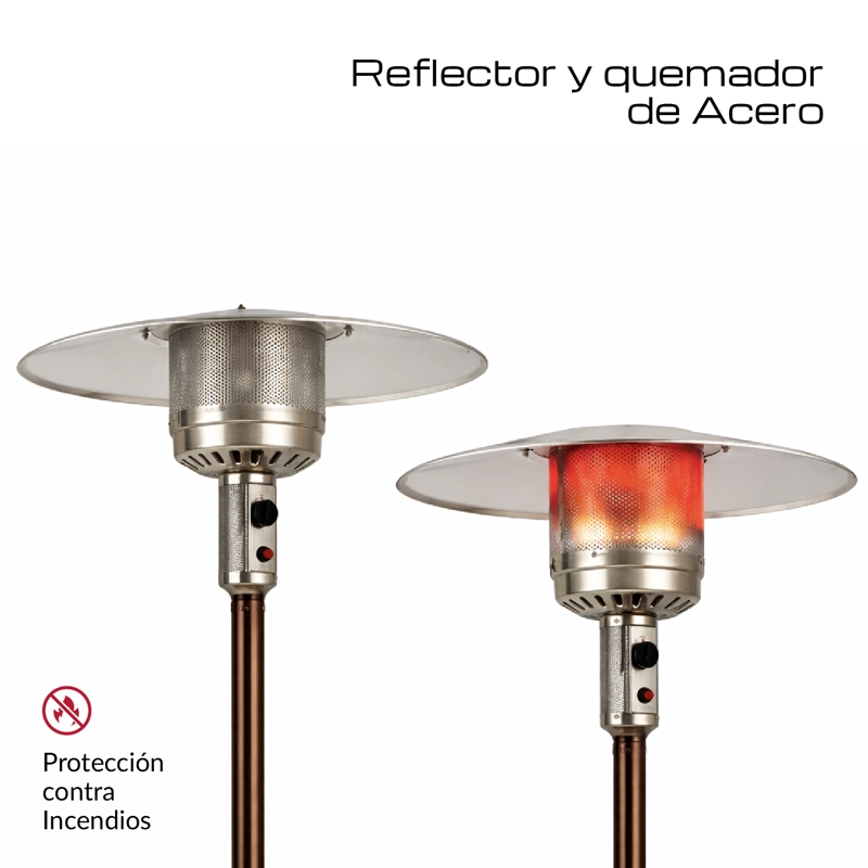 ESTUFA DE PATIO EXTERIOR A GAS 50,000 BTU ANTIVUELCO BFRESH MARRON OSCURO - 3