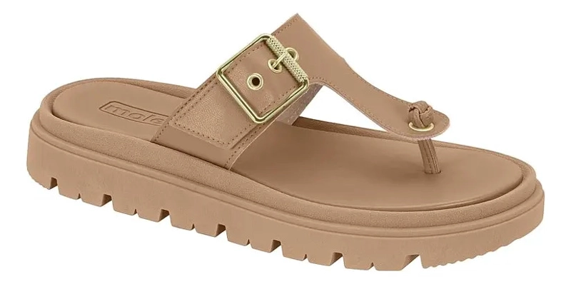 SANDALIA MUJER MOLECA CAMEL CON HEBILLA - 1