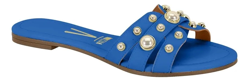 SANDALIA MUJER VIZZANO AZUL CON APLICACIONES PLATEADAS - 1