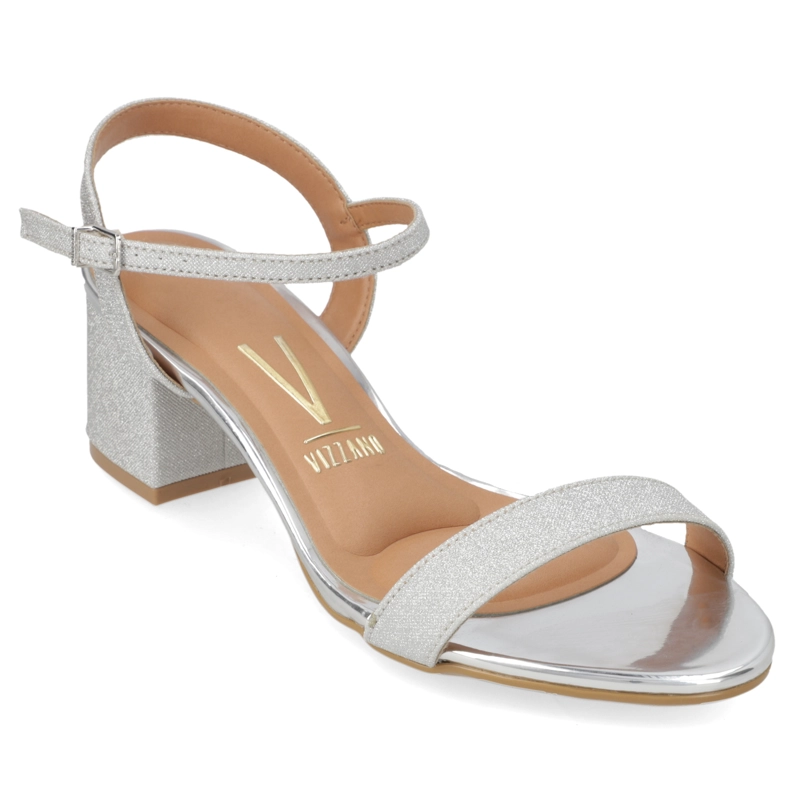 SANDALIA FIESTA TACO ANCHO PLATEADO VIZZANO MUJER - 1
