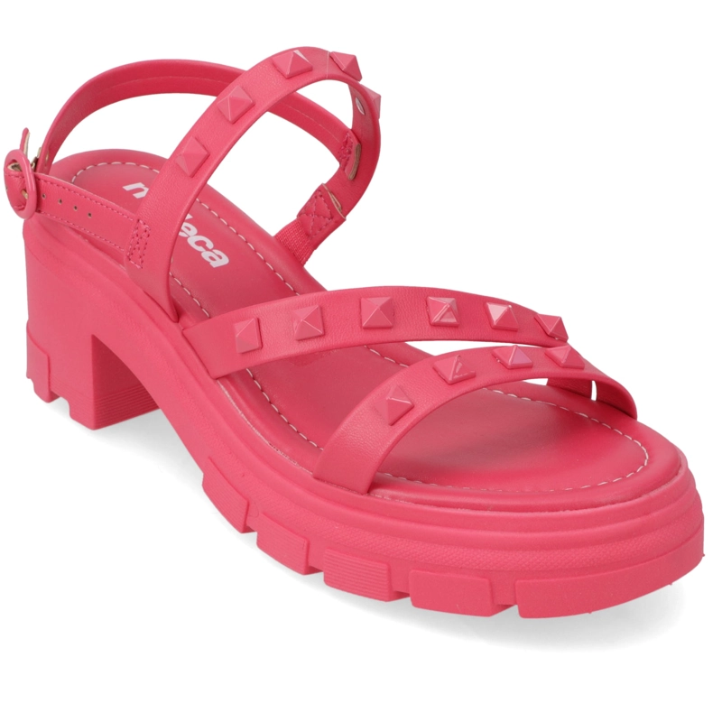 SANDALIAS TACO ANCHO 7CM MUJER MOLECA ECO CUERO FUCSIA - 1