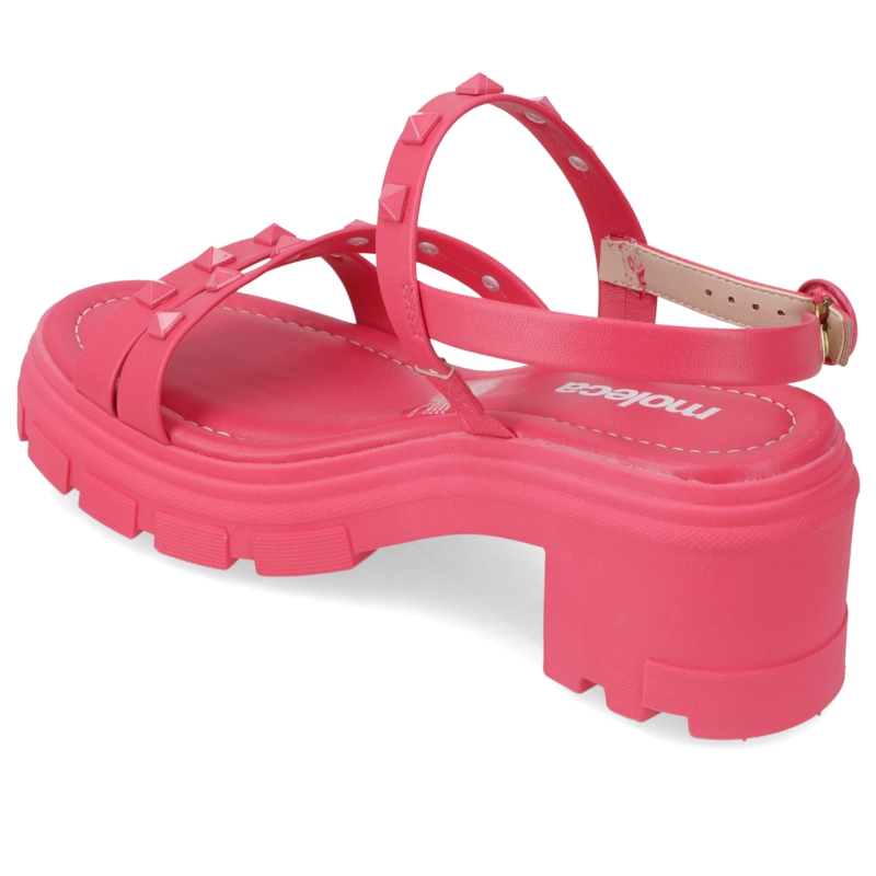 SANDALIAS TACO ANCHO 7CM MUJER MOLECA ECO CUERO FUCSIA - 4