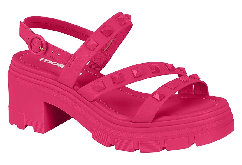 SANDALIAS TACO ANCHO 7CM MUJER MOLECA ECO CUERO FUCSIA - 7