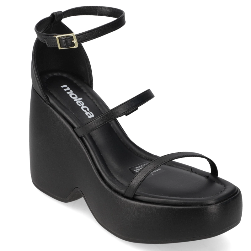 SANDALIA TACO MUJER MOLECA NEGRO - 1