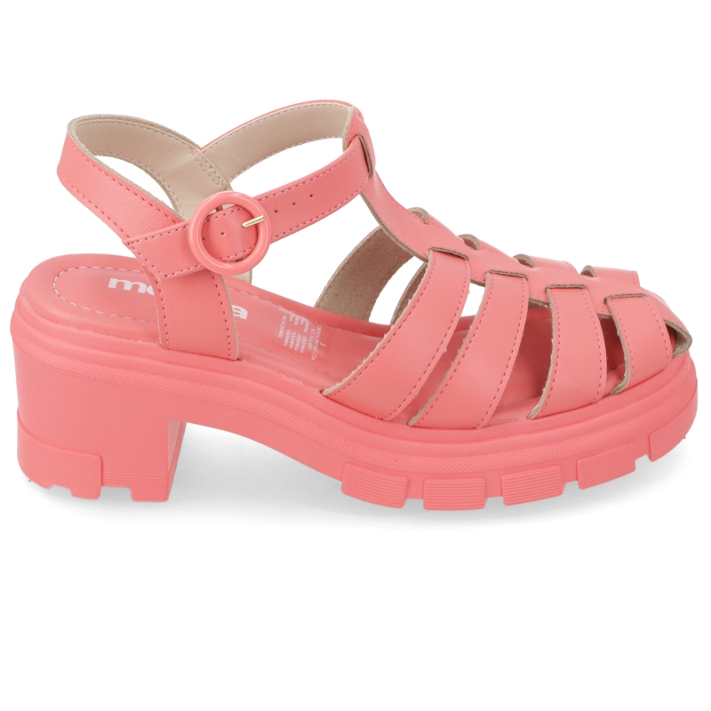 SANDALIAS TACO ANCHO 7CM MUJER MOLECA ECO CUERO CORAL - 2