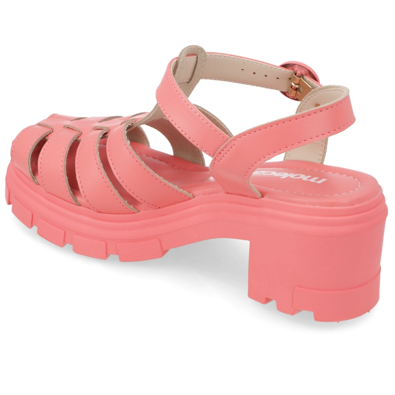 SANDALIAS TACO ANCHO 7CM MUJER MOLECA ECO CUERO CORAL - 4