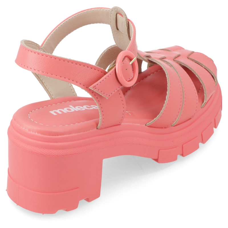 SANDALIAS TACO ANCHO 7CM MUJER MOLECA ECO CUERO CORAL - 5