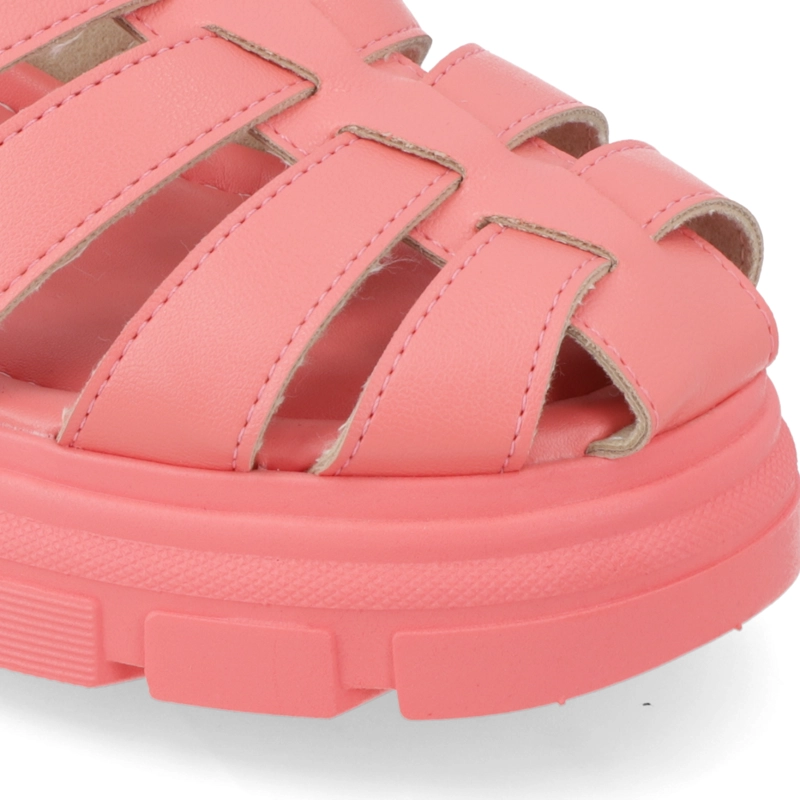 SANDALIAS TACO ANCHO 7CM MUJER MOLECA ECO CUERO CORAL - 6
