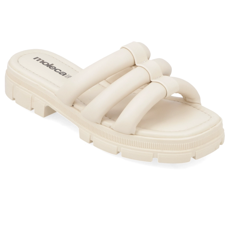 SANDALIA PLANA MUJER MOLECA CREMA - 1