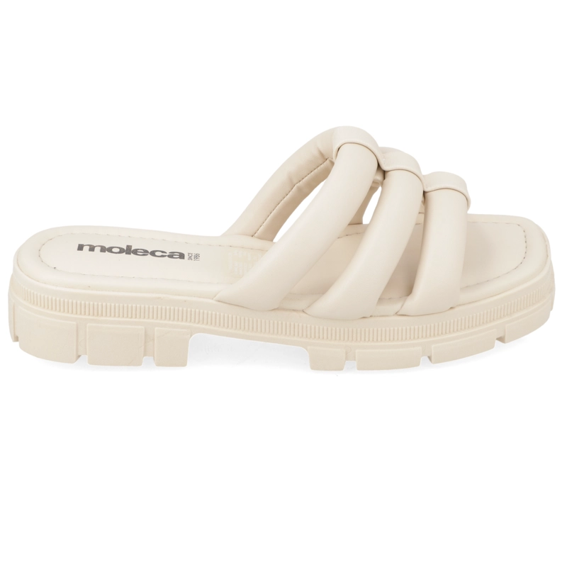 SANDALIA PLANA MUJER MOLECA CREMA - 2