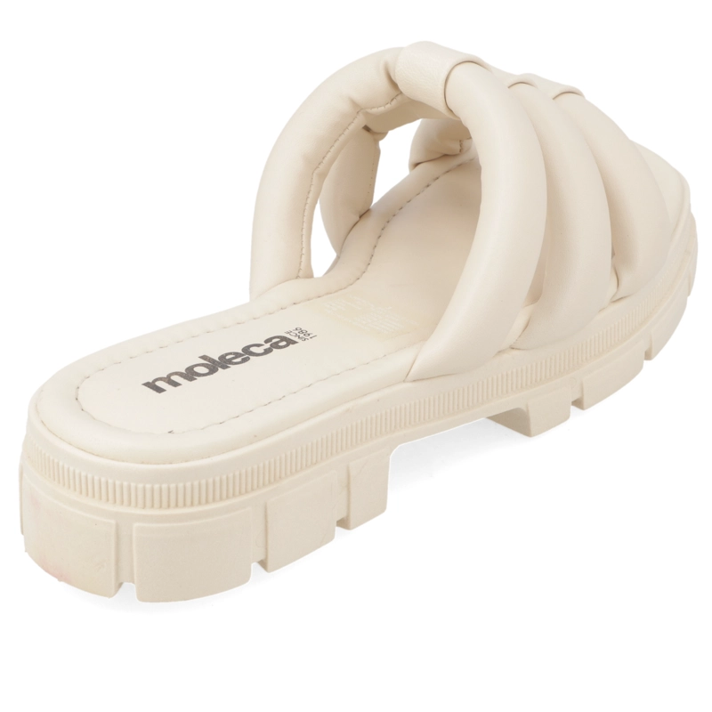 SANDALIA PLANA MUJER MOLECA CREMA - 5