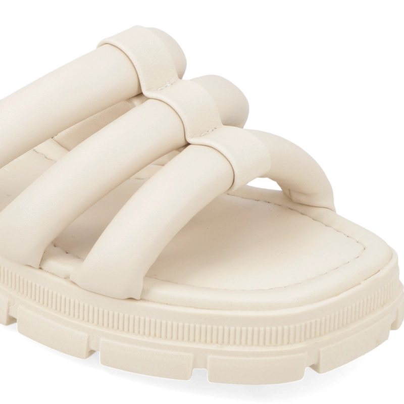 SANDALIA PLANA MUJER MOLECA CREMA - 6
