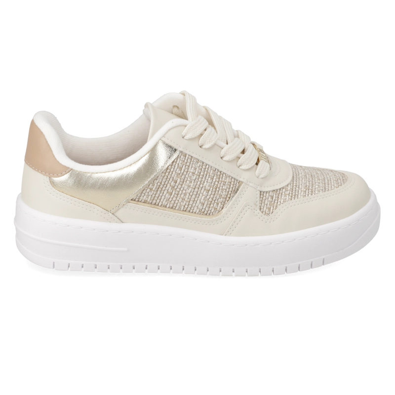 ZAPATILLA CASUAL BLANCO CON DORADO METALIZADO VIZZANO - 2