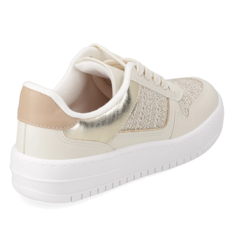 ZAPATILLA CASUAL BLANCO CON DORADO METALIZADO VIZZANO - 5