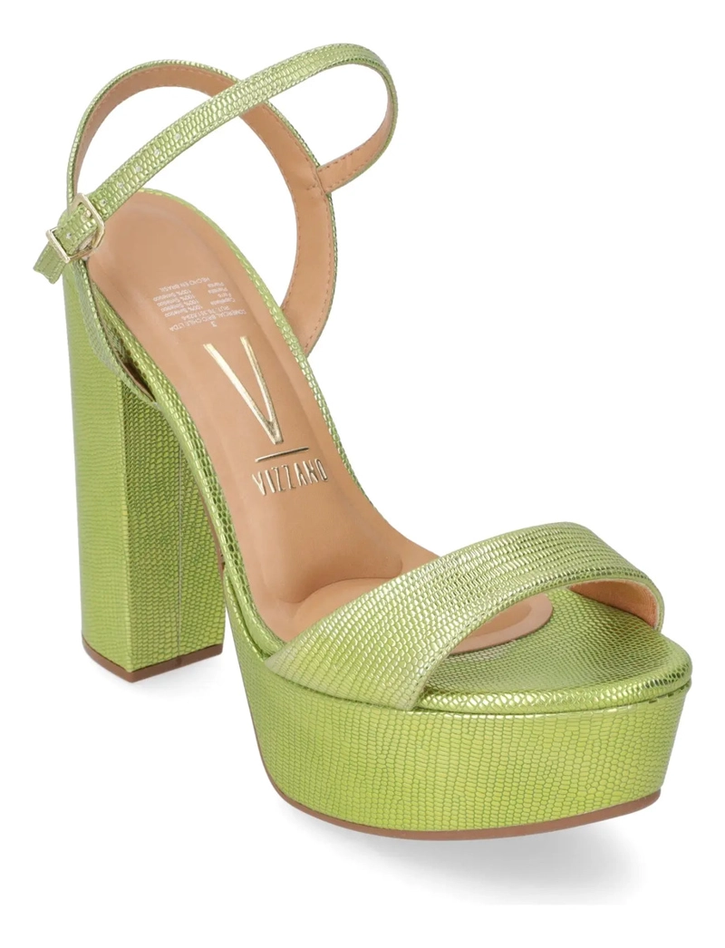 SANDALIA PLATAFORMA MUJER VIZZANO METALIZADO VERDE - 1