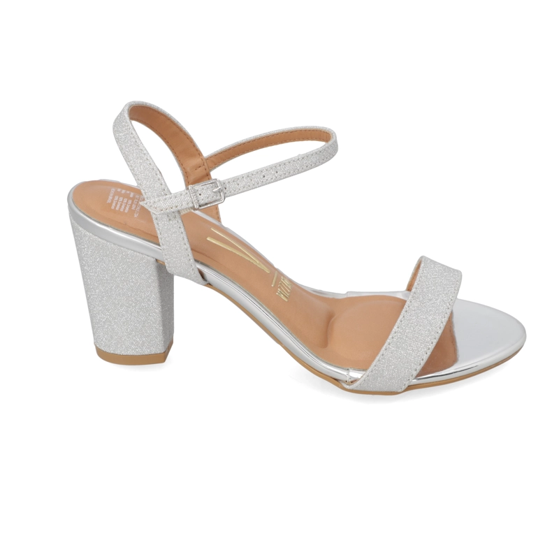 SANDALIA FIESTA TACO ANCHO PLATEADO VIZZANO MUJER - 1