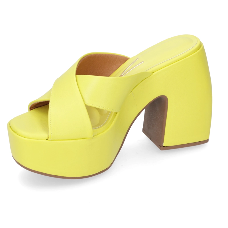 SANDALIA TACO ANCHO 10 CM VIZZANO ECO CUERO AMARILLO - 3