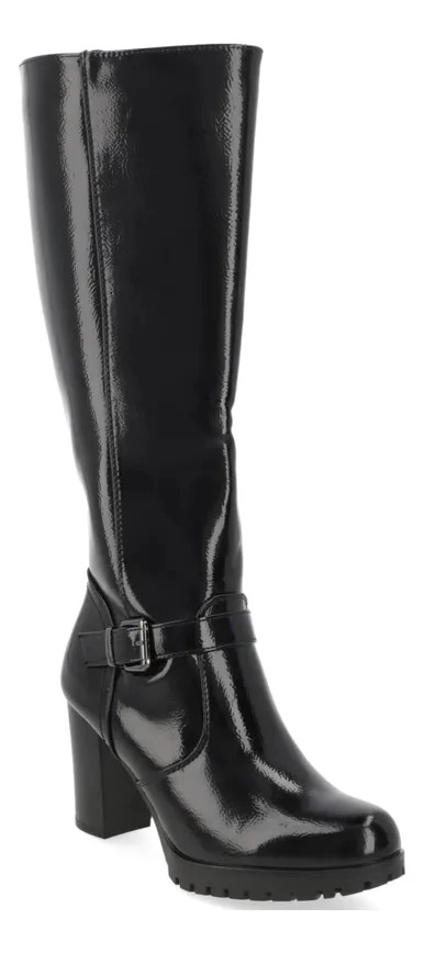 BOTA MUJER TACO ANCHO NEGRO NEW WALK - 5
