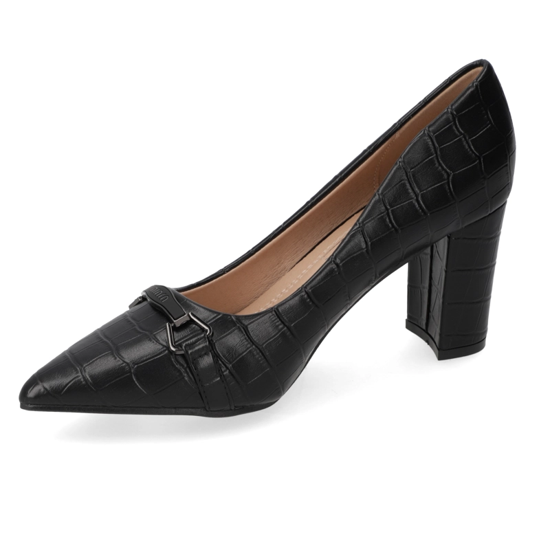 ZAPATO TACO ANCHO NEGRO TEXTURIZADO - 3
