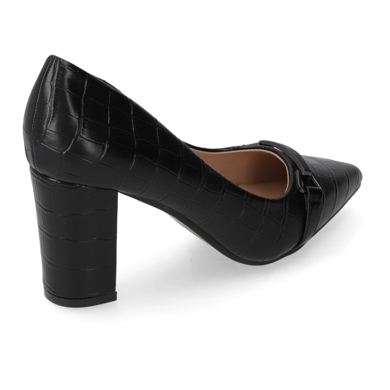 ZAPATO TACO ANCHO NEGRO TEXTURIZADO - 4