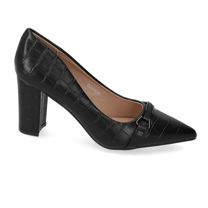 ZAPATO TACO ANCHO NEGRO TEXTURIZADO - 6