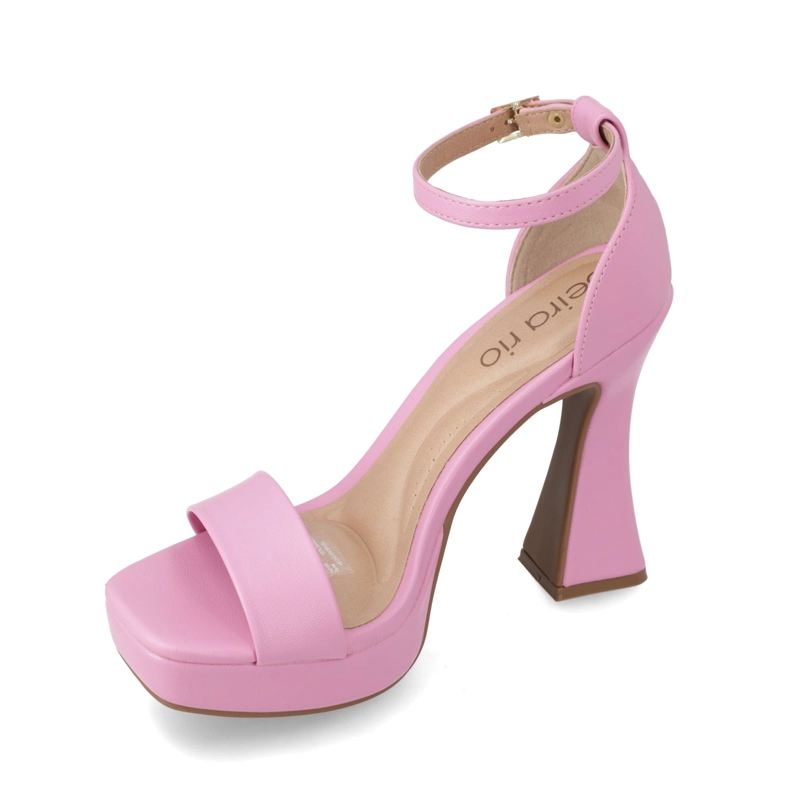 SANDALIA TACO ANCHO 10 CM BEIRA RIO ECO CUERO ROSADO - 3