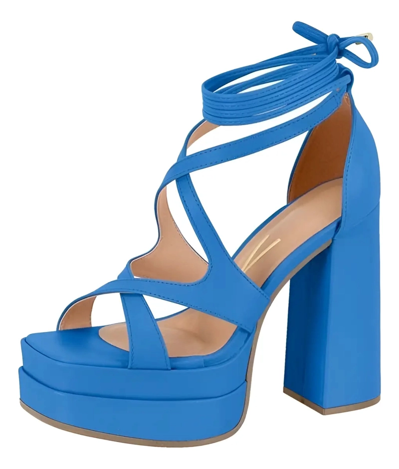 SANDALIA PLATAFORMA VIZZANO ECO CUERO AZUL - 2