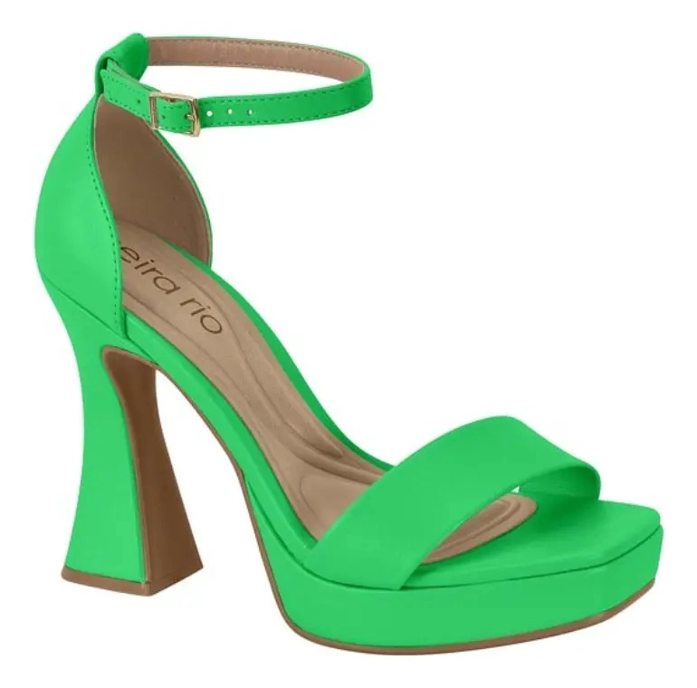 SANDALIA TOBILLO TACO ANCHO 10 CM BEIRA RIO ECO CUERO VERDE - 1