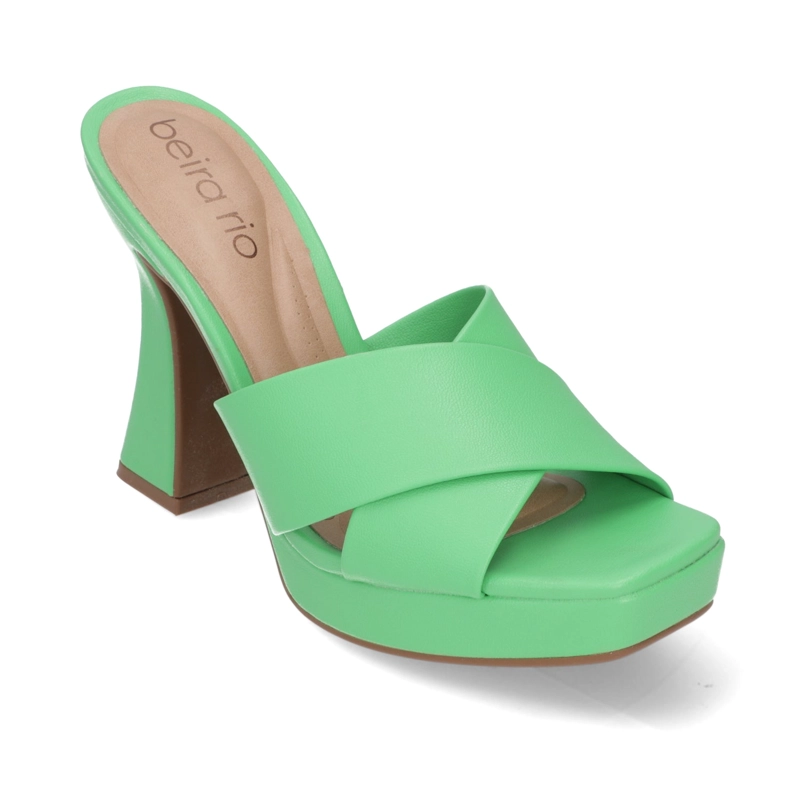 SANDALIA TACO ANCHO 10 CM BEIRA RIO ECO CUERO VERDE - 1