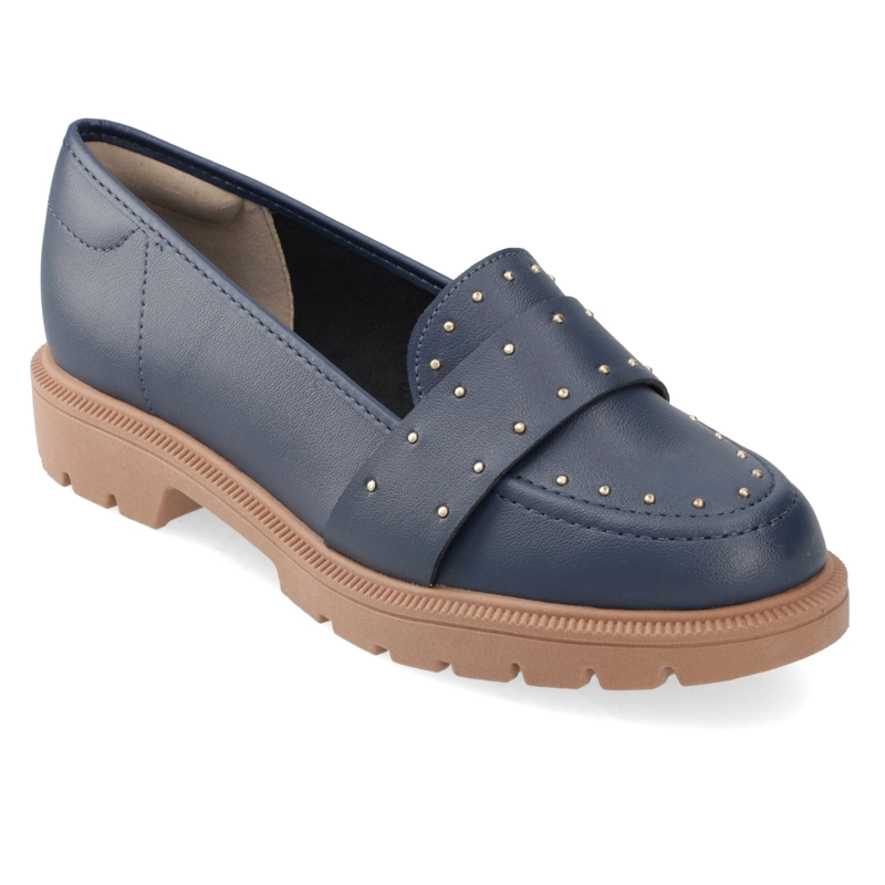 MOCASINES AZUL MARINO CON TACHAS BEIRA RIO - 1