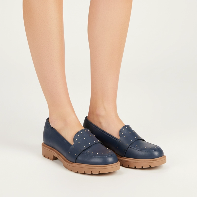 MOCASINES AZUL MARINO CON TACHAS BEIRA RIO - 2