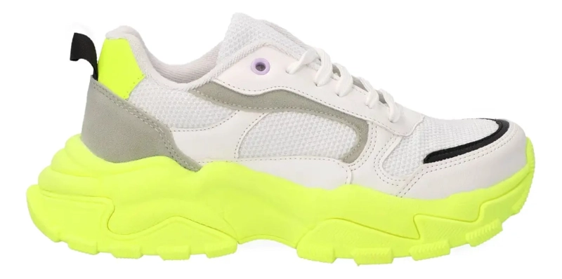 ZAPATILLA PARA MUJER BLANCO CON AMARILLO A6070B-B - BKR - 1