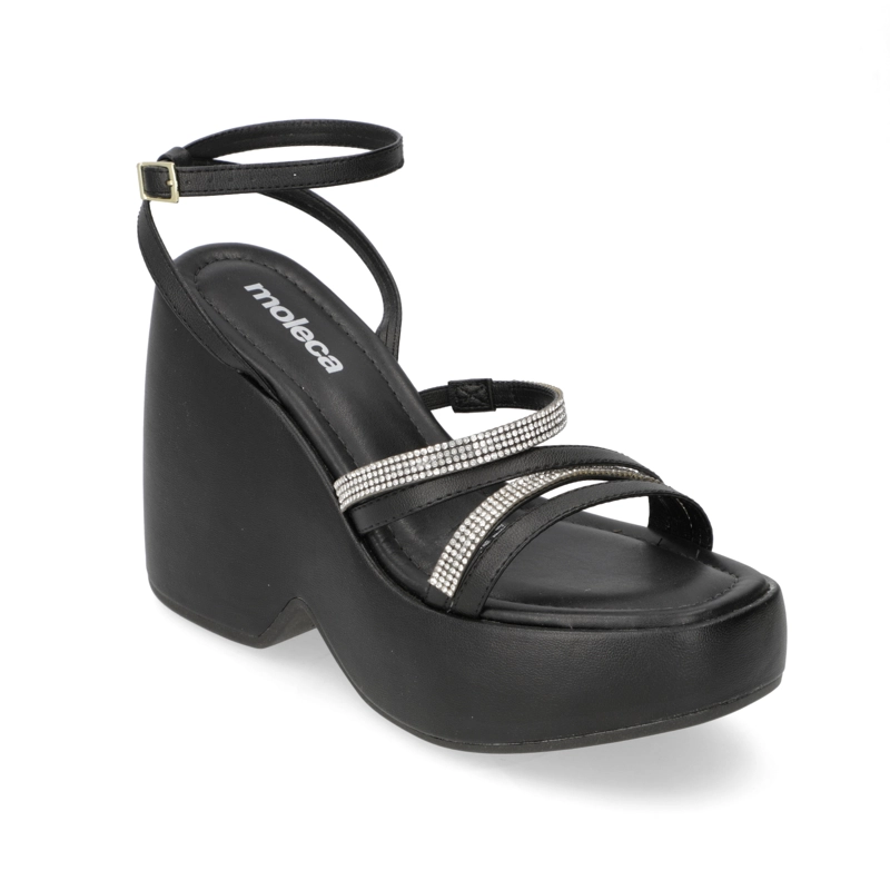 SANDALIA TACO MUJER MOLECA NEGRO - 2