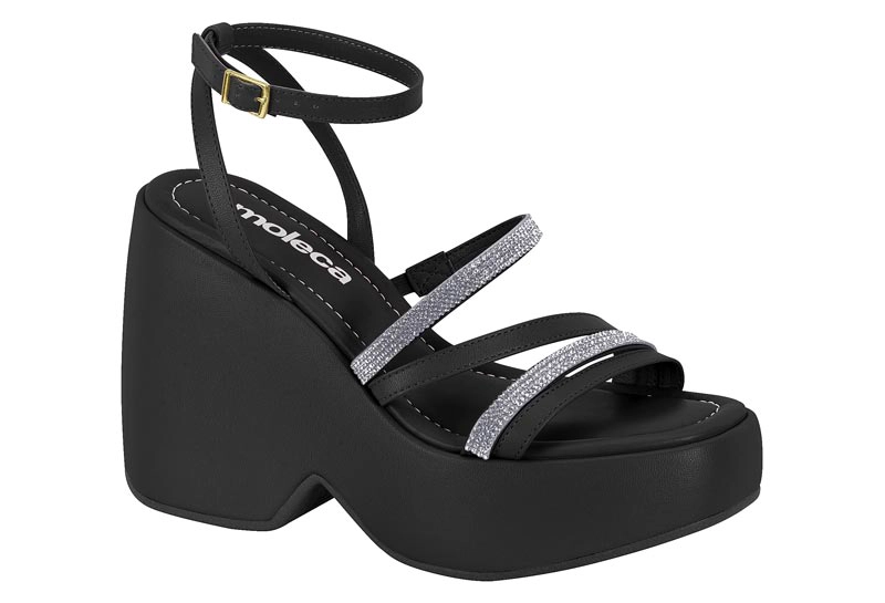 SANDALIA TACO MUJER MOLECA NEGRO - 6