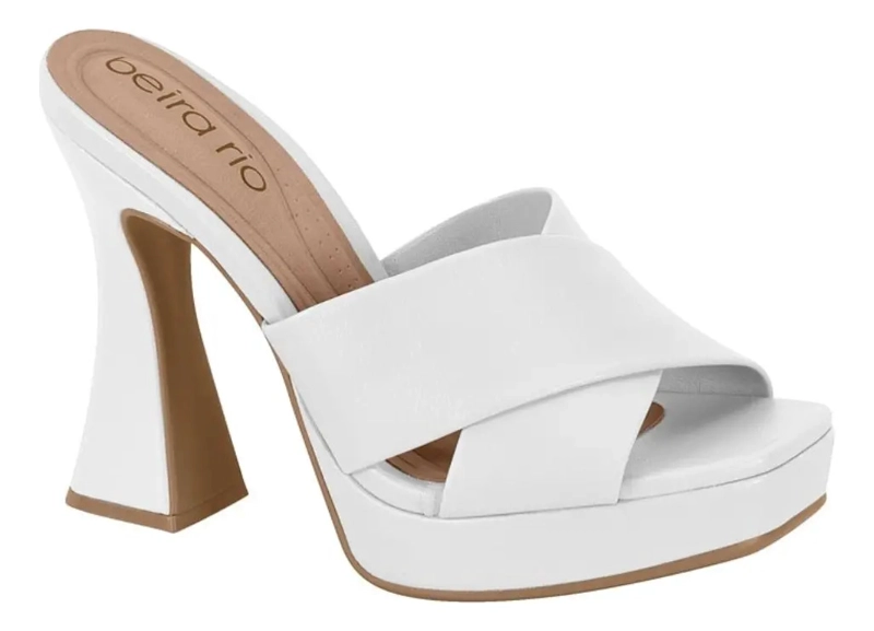 SANDALIA TACO ANCHO 10 CM BEIRA RIO ECO CUERO BLANCO - 1
