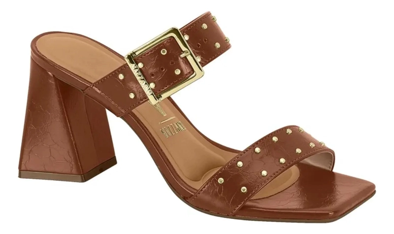 SANDALIA TACO ANCHO 10 CM VIZZANO ECO CUERO CAFE - 1