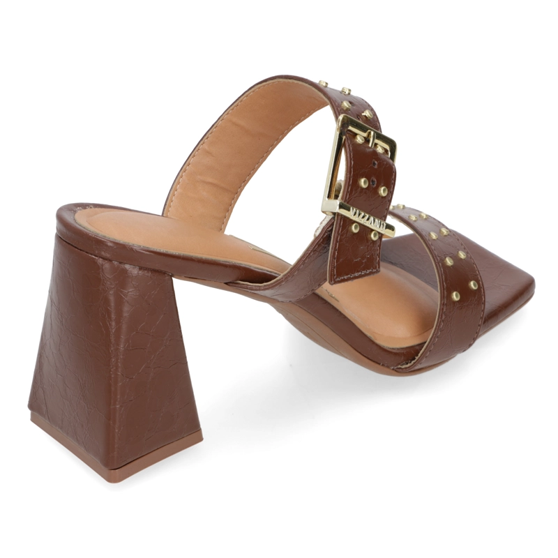 SANDALIA TACO ANCHO 10 CM VIZZANO ECO CUERO CAFE - 3