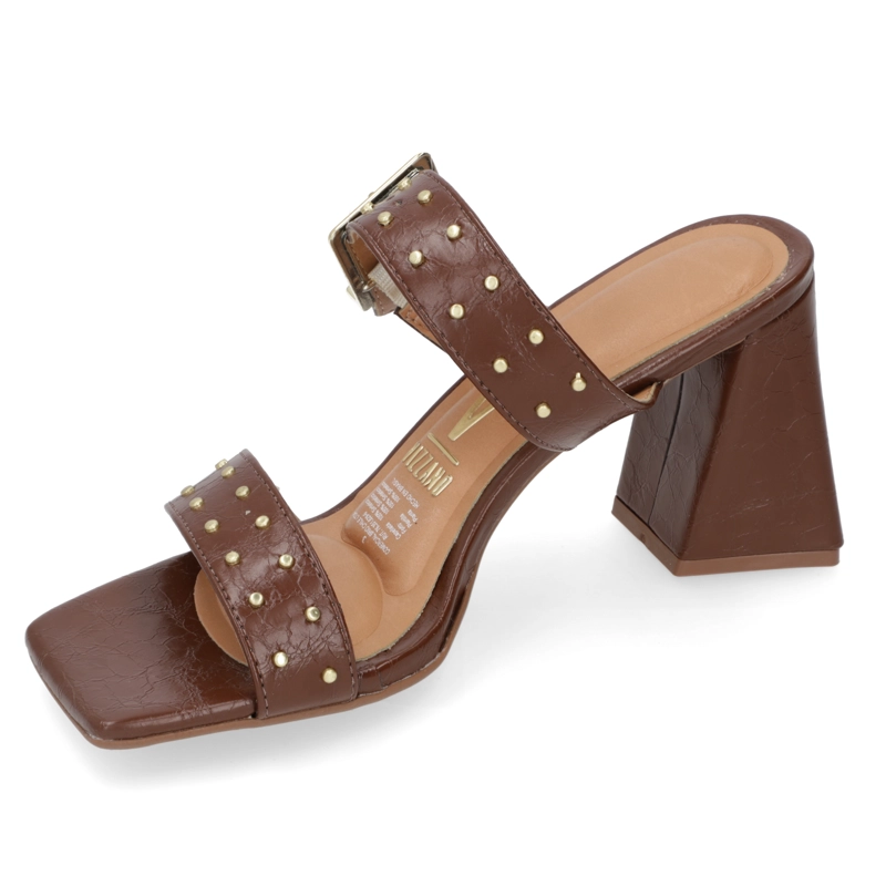 SANDALIA TACO ANCHO 10 CM VIZZANO ECO CUERO CAFE - 4