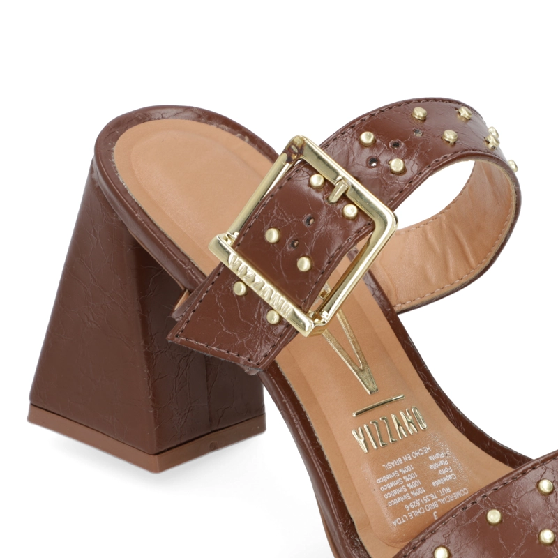 SANDALIA TACO ANCHO 10 CM VIZZANO ECO CUERO CAFE - 5