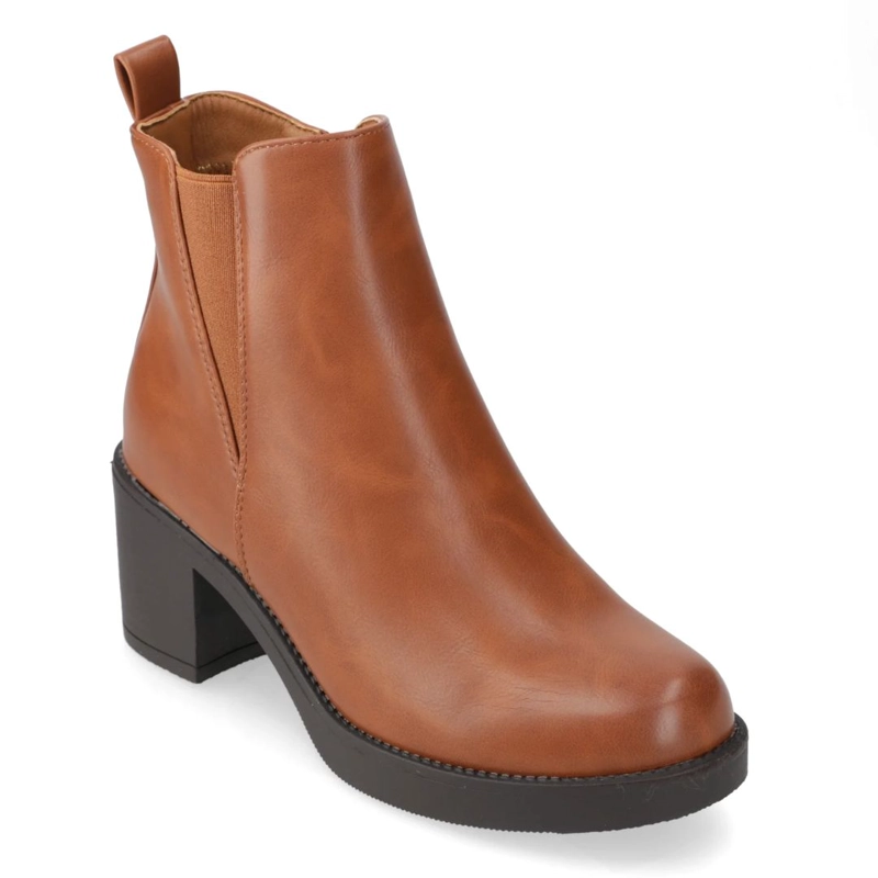 BOTIN TACO ANCHO 5 CM CAMEL NEW WALK - 1