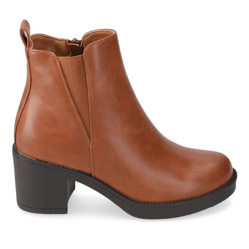 BOTIN TACO ANCHO 5 CM CAMEL NEW WALK - 3